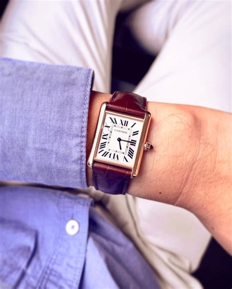 cartier tank hand wound|cartier tank must on wrist.